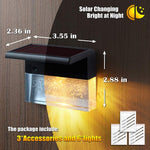 Waterproof RGB solar fence and step light illuminating outdoor garden pathway with color-changing LED lighting and crystal-style design.