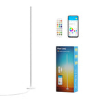 RGBIC smart LED corner floor lamp with app control, customizable colors, music sync effects, and modern ambient lighting for bedrooms and living rooms.