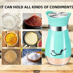 armhouse salt and pepper shaker set with clear glass bottoms and stainless steel tops for stylish kitchen dining and everyday seasoning.