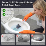 Silicone toilet brush and holder set for deep bathroom cleaning with flexible non-scratch bristles and modern hygienic design.